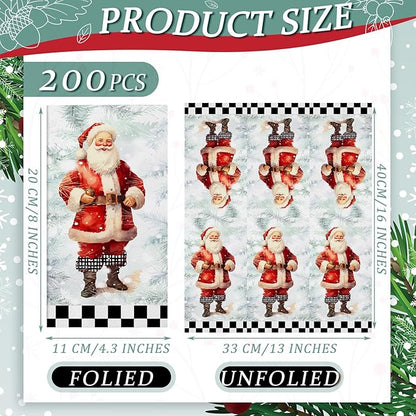 Karenhi 200 Pcs Christmas Napkins Disposable Hand Towels for Bathroom 2 Ply Santa Claus Decorative Paper Guest Towels Black and White Bathroom Guest Napkins Xmas Party Supply for Holiday Baby Shower