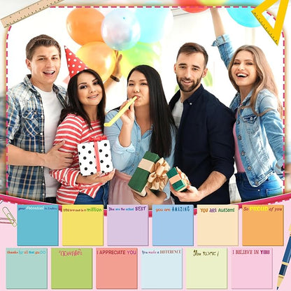 Yinder 12 Pcs Employee Appreciation Sticky Notes Xmas Gift Bulk Motivation Note Pads Mini Inspirational Note Gift for Teacher Nurse Staff Coworker Office Supply 3 x 3'' (Appreciation,Simple Color)