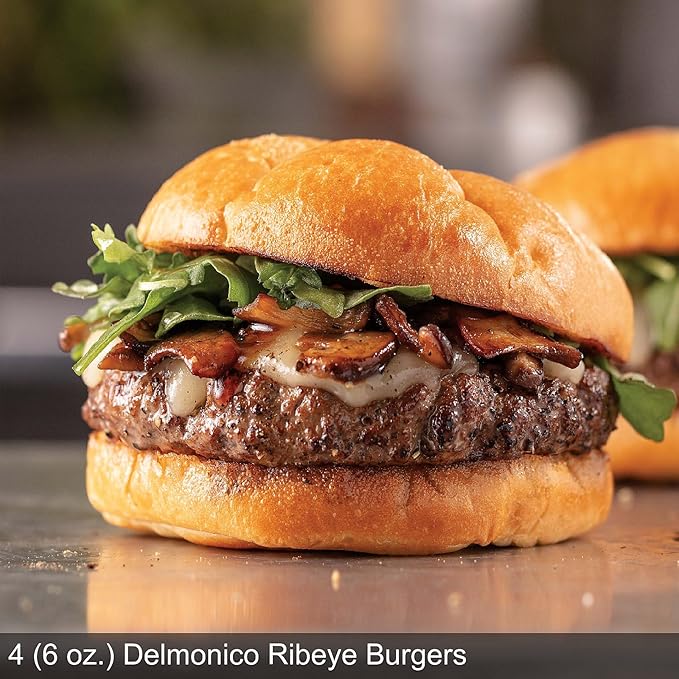 Omaha Steaks Premier Ribeye Steakhouse Gift Bundle (4 Butcher's Cut Ribeyes, 4 PureGround Delmonico Ribeye Burgers, 4 Air-Chilled Steakhouse Chicken Breasts, 4 Individual Baguettes with Garlic Butter, 4 Potatoes au Gratin, 4 Caramel Apple Tartlets, 1 j...