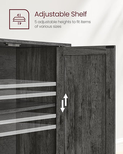 VASAGLE LIRY Collection - Storage Cabinet, Buffet Cabinet, Sideboard, Credenza, with Adjustable Shelves, for Living Room, Entryway, Antique Charcoal ULSC381T04