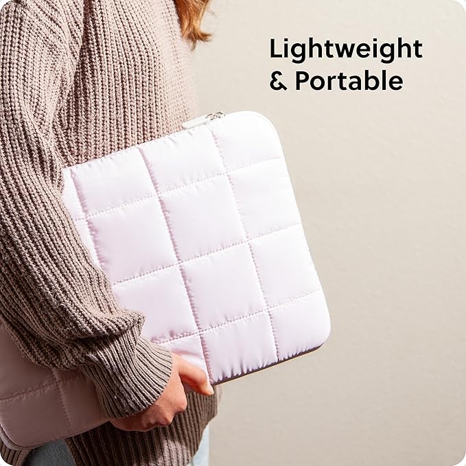 U Brands Nylon Puffer Zipping Laptop Case, 10.5" x 15" Sleeve, Computer Accessories, Cover for MacBook Pro, MacBook Air, Chromebook, HP Computer, Petal Pink