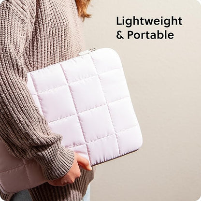 U Brands Nylon Puffer Zipping Laptop Case, 10.5" x 15" Sleeve, Computer Accessories, Cover for MacBook Pro, MacBook Air, Chromebook, HP Computer, Petal Pink