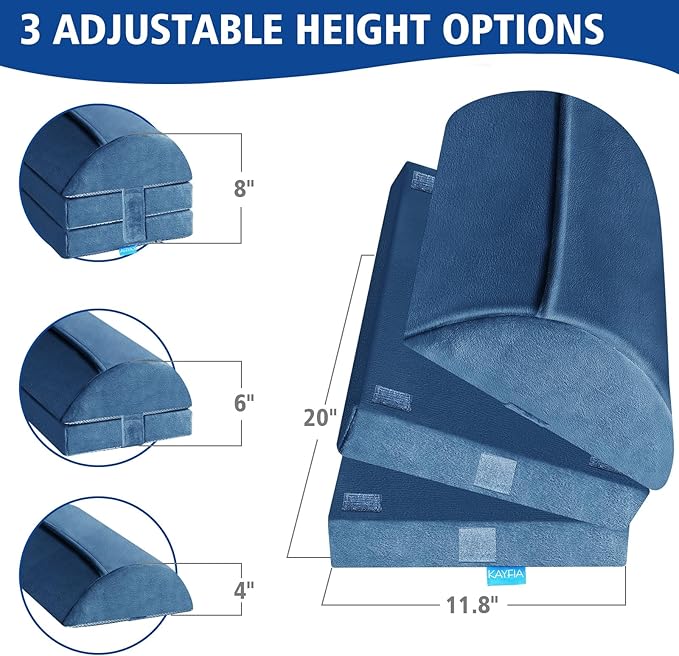 KAYFIA Foot Rest for Under Desk at Work XXL(20in) with 3 Adjustable Heights，Foot Stool with Supportive Gel Foam, Warmer Feet Pocket Footrest for Office Gaming Chair, for Leg Support -Blue