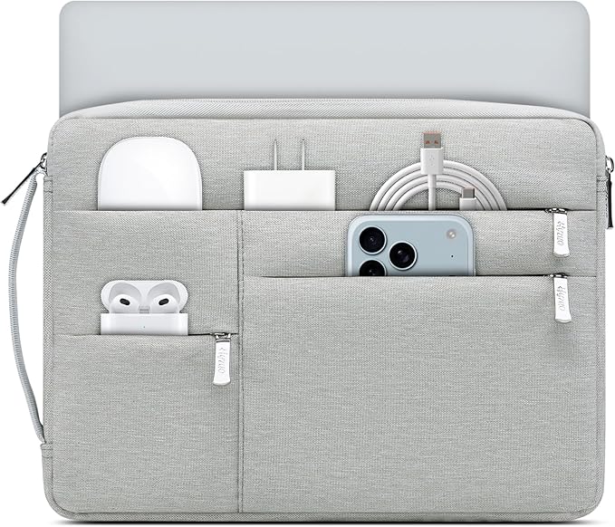 HYZUO 14-15 Inch Laptop Sleeve Bag for MacBook Air 15 M4 M3 M2, MacBook Pro 15, 15" Surface Laptop, XPS 14/15 Plus, Portable NoteBook Case for 14" HP Dell Lenovo ThinkPad Acer, Light Gray
