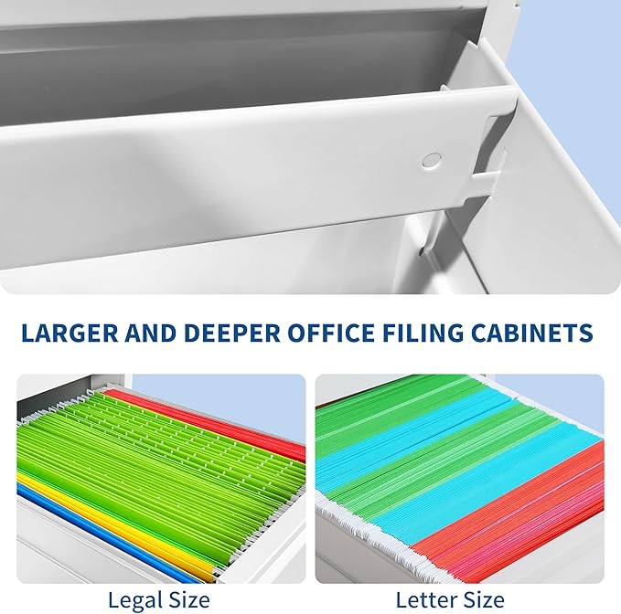 2-Drawer Locking Vertical File Cabinet, Metal Storage Cabinet for Office/Home – Secure Vertical Filing for Letter/Legal/A4/F4 Documents, Easy to Assemble Steel Cabinet