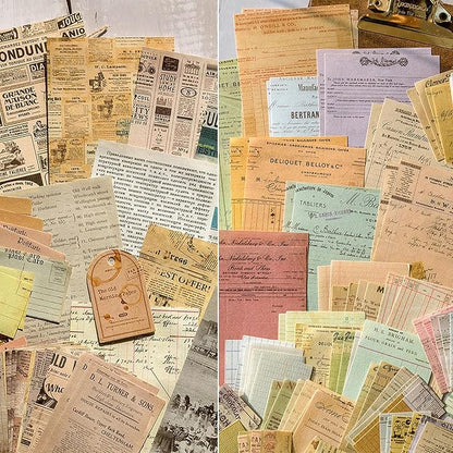 200 Sheets Vintage Newspaper Tickets Scrapbook Paper, Journaling Scrapbooking Supplies Craft Posters Decoupage Paper Ephemera for Junk Journals Card Making Decorative Background