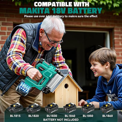 Ecarke Cordless 2 Inch Brad Nailer Compatible with Makita 18V Battery(No Battery),2 in 1 Electric Nail Gun,18GA Staple Gun with 1000 Nails, Battery Powered Nail Gun for Trim Wood Crafting Carpentry