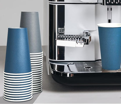 LITOPAK 100 Pack 20 oz Disposable Paper Coffee Cups with Lids for Coffee, Water, Juice, or Tea, Blue and Gray Hot Paper Cups for Home, Restaurant, Store, and Cafe