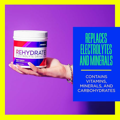 AdvoCare Rehydrate - Electrolyte Drink Mix - Includes Magnesium, Sodium, Potassium & Calcium - Antioxidant & Amino Acid Fortified - Supports Hydration & Recovery - Fruit Punch, 12.7 oz