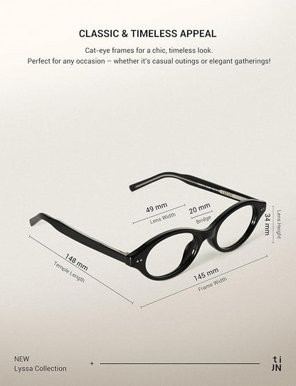 TIJN Olisa Blue Light Blocking Glasses for Women Men,Oval Glasses Frame Bluelight Glasses for Gaming/Computer/Screen