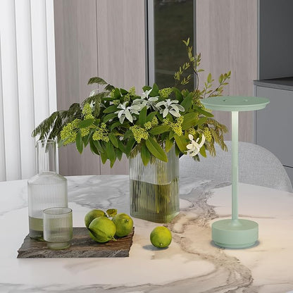 2 Pack Rechargeable Table Lamps Cordless, Portable 5000mAh Outdoor Table Light, 3 Color Stepless Dimming LED Table Lamp with Memory Function, for Home/Dinner/Patio/Restaurant.(Light Green)