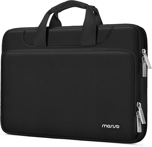 MOSISO 360 Protective Laptop Sleeve Compatible with MacBook Air/Pro, 13-13.3 inch Notebook, Compatible with MacBook Pro 14 inch M4 M3 M2 M1 2024-2021, Matching Color Sleeve Bag with Belt, Black