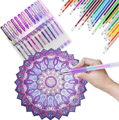 24 Pack Purple Gel Pens, 12 Colored Gel Pen with 12 Refills,40% More Ink Write Smooth for Adults Coloring Books Drawing Doodling Scrapbooks Bullet Journaling