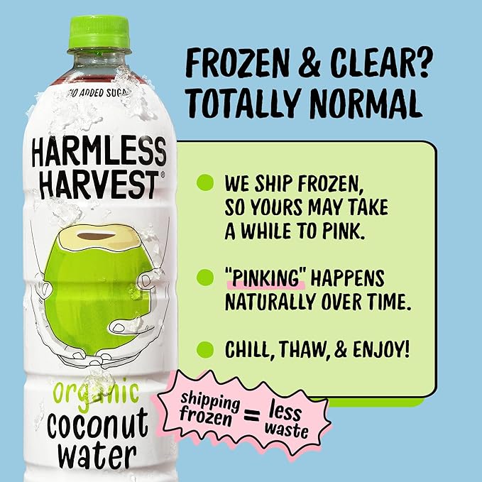 Harmless Harvest Coconut Water Organic Drink 32 Fl Oz - Natural Electrolyte Hydration, No Sugar Added, No Artificial Ingredients, Original Coconut Water, 6 Pack