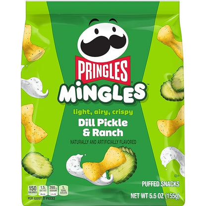 Pringles Mingles Puffed Snacks, Dill Pickle and Ranch, Salty Snacks (6 Bags)