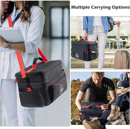 BAGSFY Travel Medicine Bag Organizer, Medical Bag Empty, Pill Bottle Organizer for Home, Large Medication Storage, Travel Carrying Case First Aid Kit Bags Empty, Emergency Kit.
