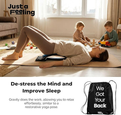 Just A Feeling Back Stretcher Lower - Lumbar Support & Back Cracker w/Silicone & Foam Pads - Spinal Decompression Device for Sciatica, Herniated Disc, Back Popper for Back Pain w/Chair Strap