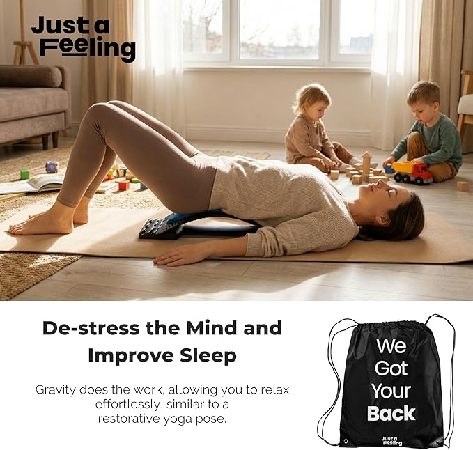 Just A Feeling Back Stretcher Lower - Lumbar Support & Back Cracker w/Silicone & Foam Pads - Spinal Decompression Device for Sciatica, Herniated Disc, Back Popper for Back Pain w/Chair Strap