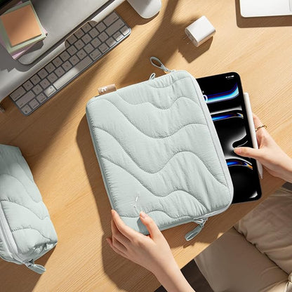 tomtoc 360 Protective Puffy Tablet Sleeve for 11-inch iPad Pro 2025 (M5/M4/(4th/3rd/2nd/1st Gen), 11-inch iPad Air (M3/M2 with Magic Keyboard/Smart Keyboard Folio, Quilted Soft Puffer iPad Case Bag