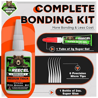 Super Glue Medium Thick for Metal, Wood, Ceramic, Glass, Multi-Purpose Instant Glue 2 oz - Clear Cyanoacrylate Adhesive (CA) Superglue with Extra Gel for DIY Craft, 3D Printing, Model (1 Pack)