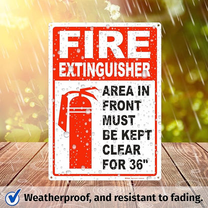 Brimar - 10 x 14" - Fire Extinguisher Keep Clear Sign - Polyethylene Plastic - Safety Promotion - Easy Installation
