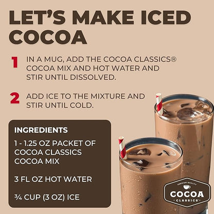 Cocoa Classics Hazelnut Cocoa Mix, Hot Chocolate, Made with Nonfat Milk, Just Add Hot Water, Make Hot or Iced Cocoa, Gluten Free & Kosher Dairy Friendly, 1.25oz Packets (Pack of 36)