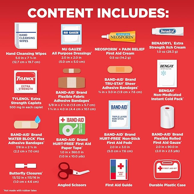 All-Purpose Portable Compact First Aid Kit for Minor Cuts, Scrapes, Sprains & Burns, Perfect for Home, Car, Travel, Camping Essentials & Outdoor Emergency Kit, 160 Pieces