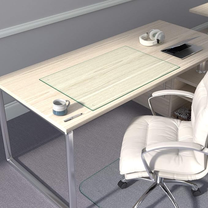 Vitrazza DeskGuard Glass Desk Mat, 18” x 28”, Superior ¼” Thick Tempered Safety Glass, Chiaro Standard Clear, Scratch-Resistant Surface, Protects Desktops & Enhances Workspace