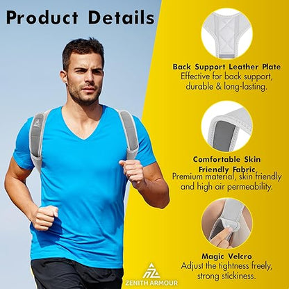 Back Posture Corrector for Men and Women - Adjustable Straightener for Mid, Upper Spine Support - Neck, Shoulder, Clavicle and Back Posture Brace - Breathable, Cushion, Machine Washable