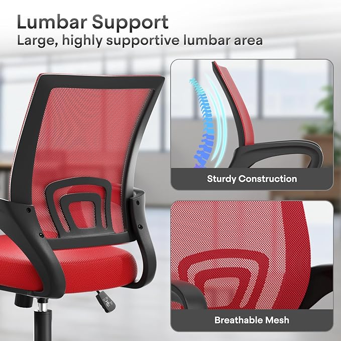 Athena Collection Office Chair - 330Lbs, 2 Packs Breathable Mesh Desk Chair Thickness Cushion with Lumbar Support & Armrest, Rolling Swivel Adjustable Tilt Lock for Home Office/Gaming, Bedroom Study