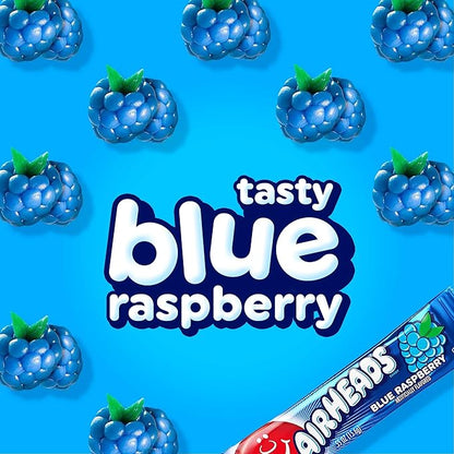 Airheads Candy, Blue Raspberry Flavor, Individually Wrapped Full Size Bars, Taffy, Non Melting, Party, Pack of 36 Bars