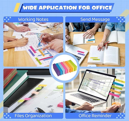 24 Pack Sticky NotesTabs Pads,2400 Sheets Index Tabs,2.99 * 0.62in Small Self-Stick Page Markers,8 Bright Colors Page Flags Mini Self-Stick Pads to Post for Office,School,Home,Meeting,Back to School