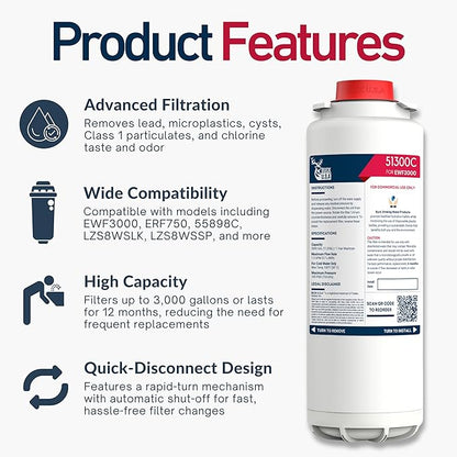 Buck 51300C Replacement Filter for EWF3000 – Compatible with Elkay ezH2O Bottle Filling Stations, 3000 Gallons, 12 Months, No Chip, High-Performance Filtration, Easy Install, Fast Flow – 1 Pack