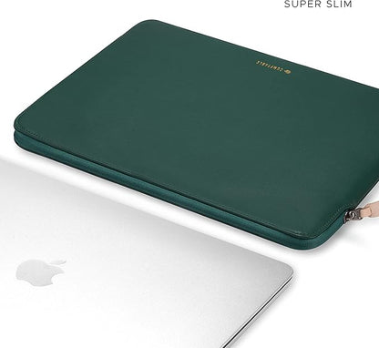 Comfyable Slim Protective Laptop Sleeve 14 Inch Snugly Compatible with MacBook Pro 14-inch M4 M3 M2 M1 Pro/Max 2024, PU Leather Bag Waterproof Cover Notebook Computer Case for Mac, Green