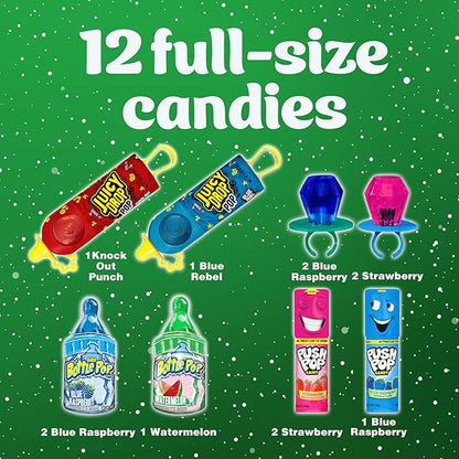 Christmas Candy Variety Pack Bag, 12 Ct Assorted Lollipops, Bulk Individually Wrapped Ring Pop, Push Pop, Baby Bottle Pop & Juicy Drop For Birthday Party Favors, Stocking Stuffers, Kids Gifts