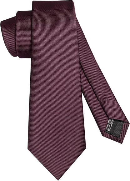 JEMYGINS Solid Color Formal Necktie and Pocket Square Tie Clip Sets for Men