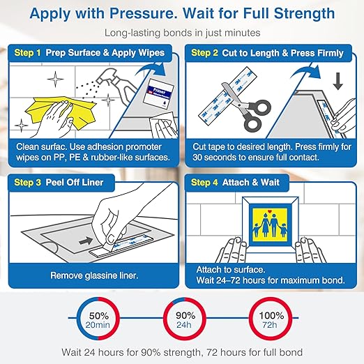 Double-Sided Removable Tape – 1" x 16.5 FT Heavy Duty PE Foam Mounting Tape with Adhesion Promoters – Wall-Safe Waterproof Damage-Free for Posters, Picture Hanging & Painted Walls