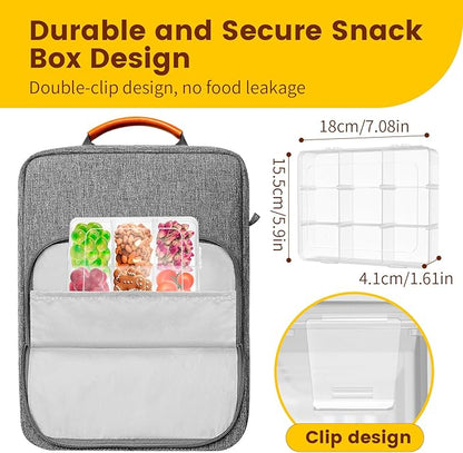AQSXO 6 Pcs Snack Box Container, 9 Compartments Snack Containers Reusable Meal Prep Lunch Containers.