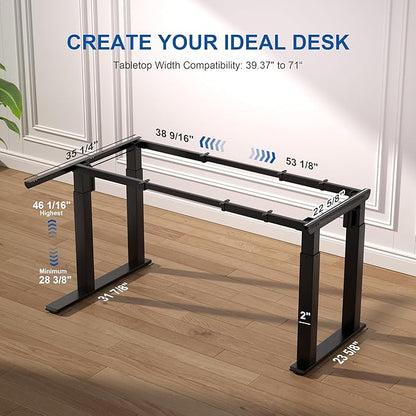 4-Leg L-Shape Standing Desk Frame Dual Motor, Electric Corner Legs Compatible Desktop Size 55″-71″, 264 lbs Weight Capacity, Anti-collision Detection Stand Up Desk Frame Workstation, Black Frame Only