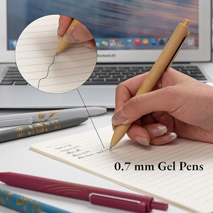 MiSiBao 0.7mm Black Ink Gel Pens Refillable & Retractable Gel Ink Rolling Ball Pens Gilding Process Pattern Smooth Writing Gel Pen (18-pack)