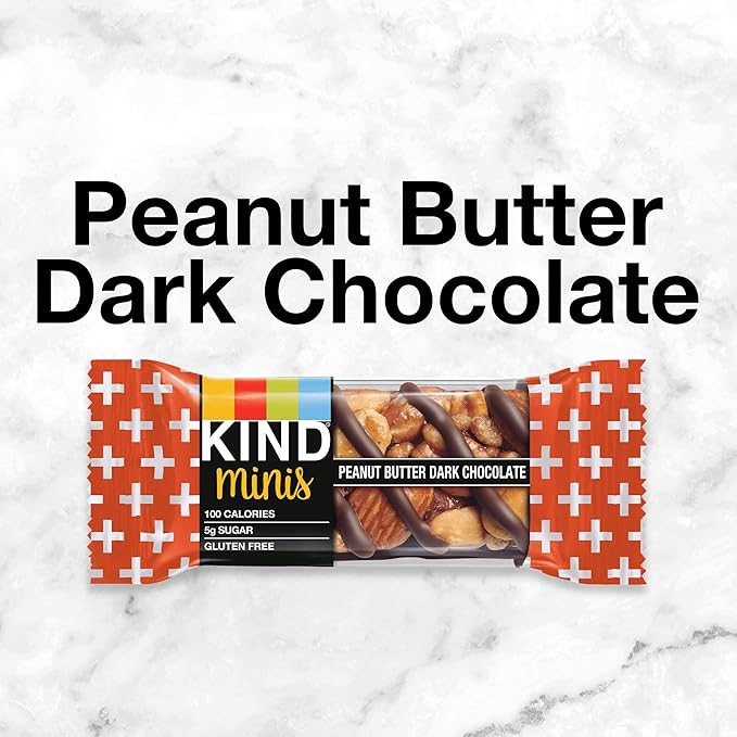 KIND Minis Healthy Snack Bar, Peanut Butter Dark Chocolate, 3g Protein, Gluten Free Bars, 0.7 OZ, (80 Count)