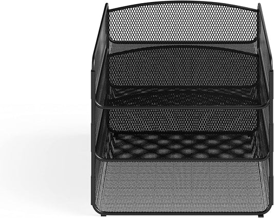 Safco Onyx Organizer Triple Tray: Store & Organize with Style - Powder Coated, Rectangular, Perfect for Home, Office & Classroom. Desktop or Tabletop