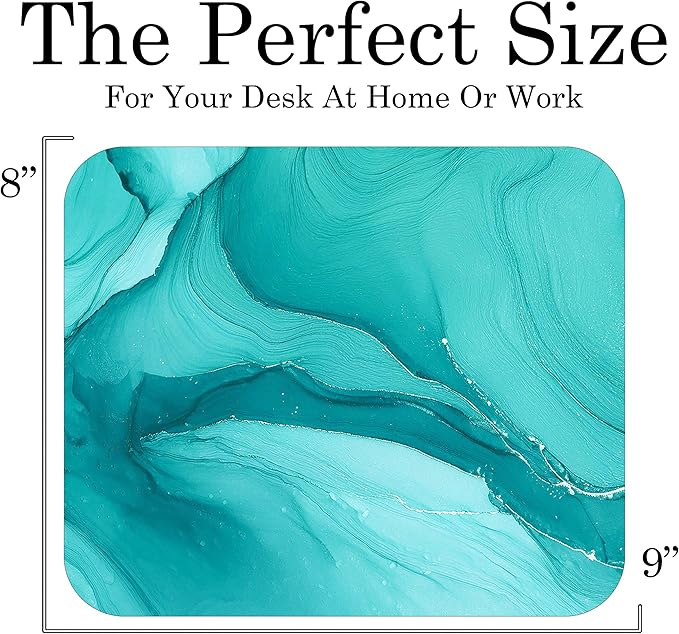 Aqua Blue Marble Agate Mouse Pad Mat Mousepad for Desk Computer Laptop PC Gaming Home or Office Gift Marbled Abstract (Aqua MP55)
