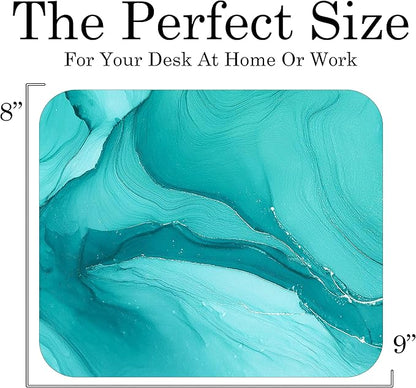 Aqua Blue Marble Agate Mouse Pad Mat Mousepad for Desk Computer Laptop PC Gaming Home or Office Gift Marbled Abstract (Aqua MP55)