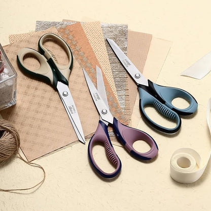 LIVINGO 3 Pack Office Scissors All Purpose – Titanium Coated Blades, Ergonomic Colorful Handles, Sharp Heavy Duty Shears for Home, Office, and Craft Use