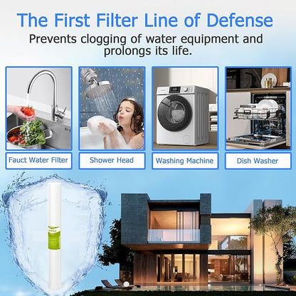 5 Micron Whole House Water Filter Cartridge, Sediment Filters for Well Water, Universal Replacement for Any 20 inch Silm Housings - 20" x 2.5" Cartridges - Pack of 6