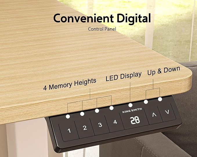 55x24 Inches Electric Standing Desk with Drawer and Monitor Stand, Height Adjustable Stand up Desk for Home Office, Ergonomic Sit to Stand Table with Phone Holder, 3 Hooks, Oak