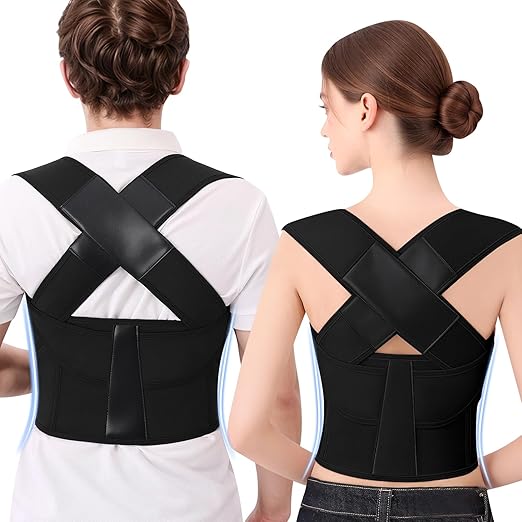 Back Brace Posture Corrector for Women And Men Support Straightener Scoliosis Upper Highest Rated Hunchback Thoracic Device Straps Upright Full Shoulder Fixer Body Poster Trainer Black X-Large