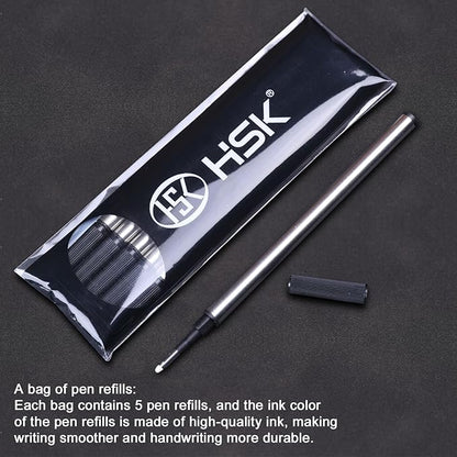 HSK Luxury Ballpoint Pens gift Pen Black Refill Line width 0.5mm,Best Ball Pen Gift Set for Men & Women Professional Executive,Office,Nice Pens Classy Gift Box (Silver)