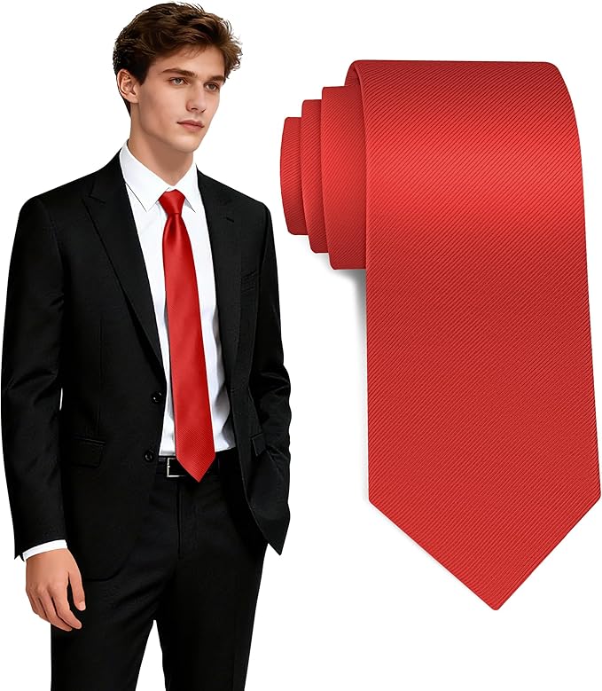Fineknot Black Ties for Men, Formal Neckties for Men, Solid Color Mens Ties for Business, Wedding, Party, Mens Neck Tie